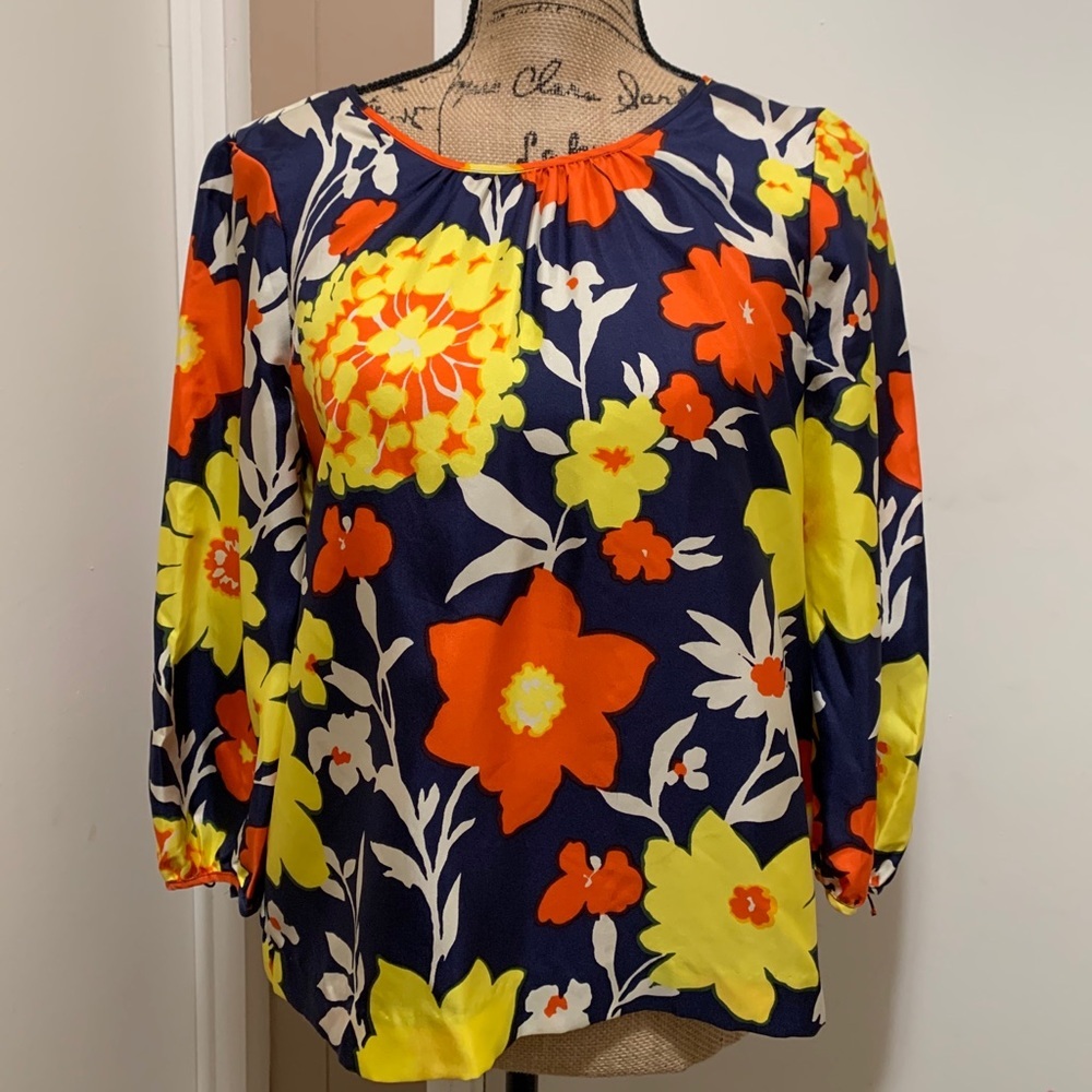J Crew Classic Silk Red poppy floral print 2